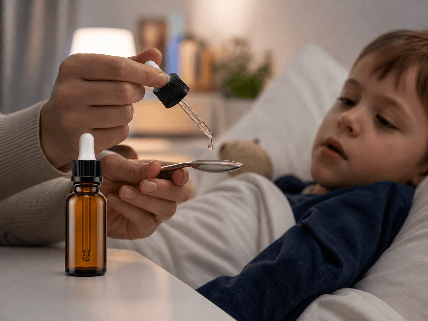 Pharmaceutical Dropper Bottle used for liquid medicines given by drop in a pediatric dosing setting