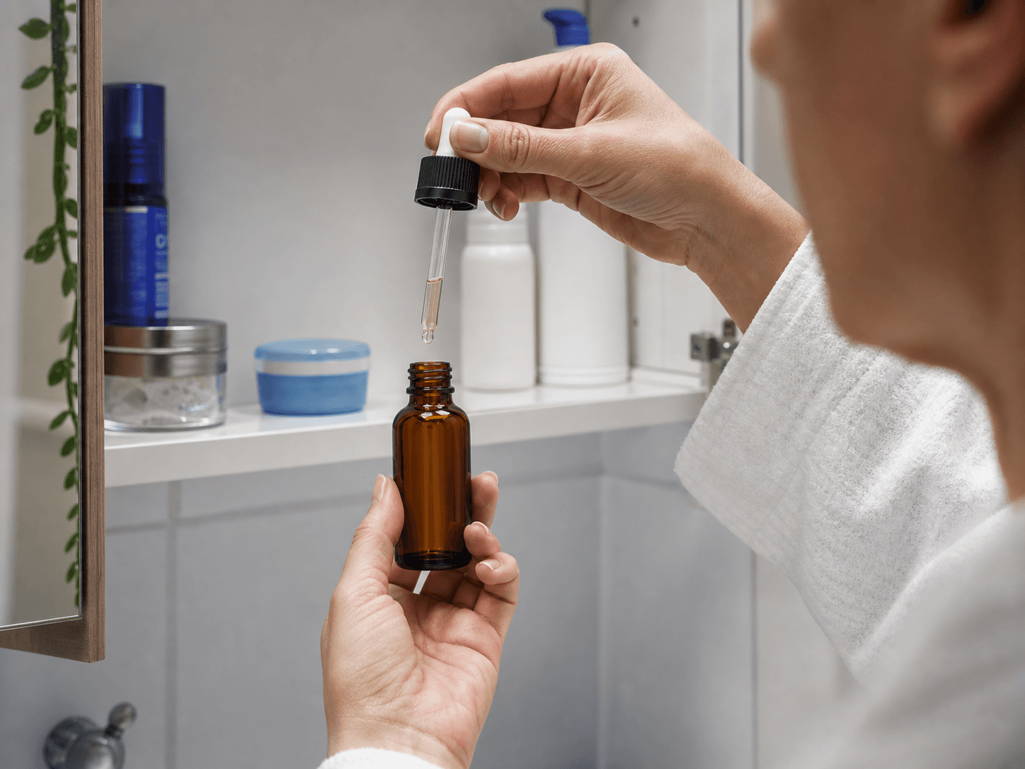 Pharmaceutical Dropper Bottle used for a bottle used slowly over a course in a medicine cabinets setting