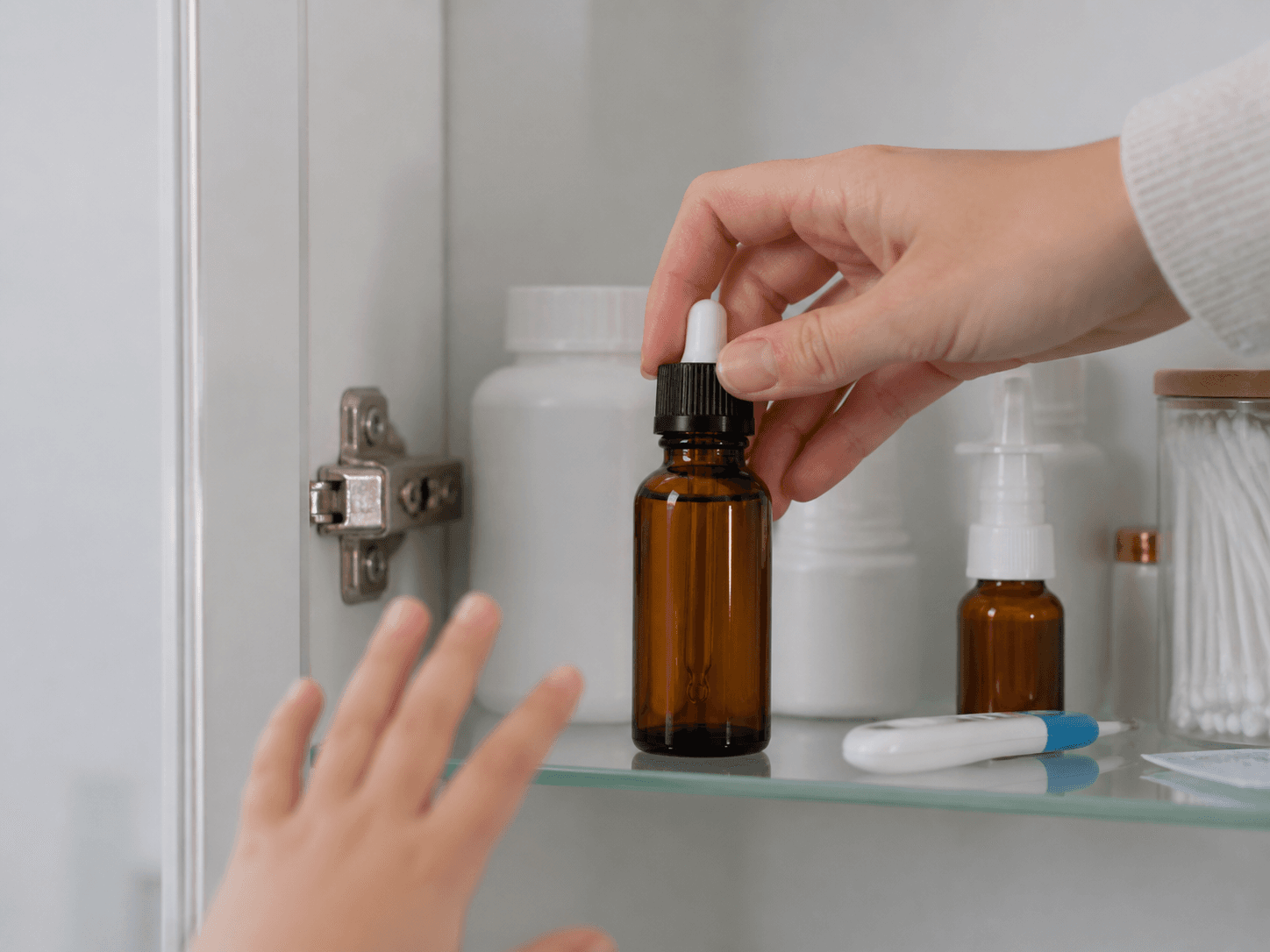 Pharmaceutical Dropper Bottle used for closures on medicines kept at home in a child safety setting