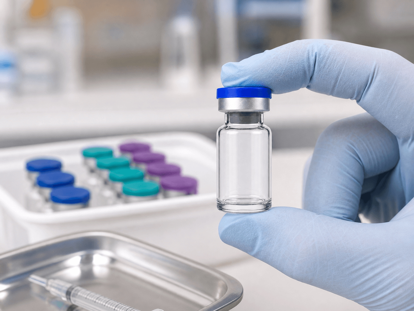 Vaccine Vial used for color caps and rapid recognition in a vaccination clinics setting