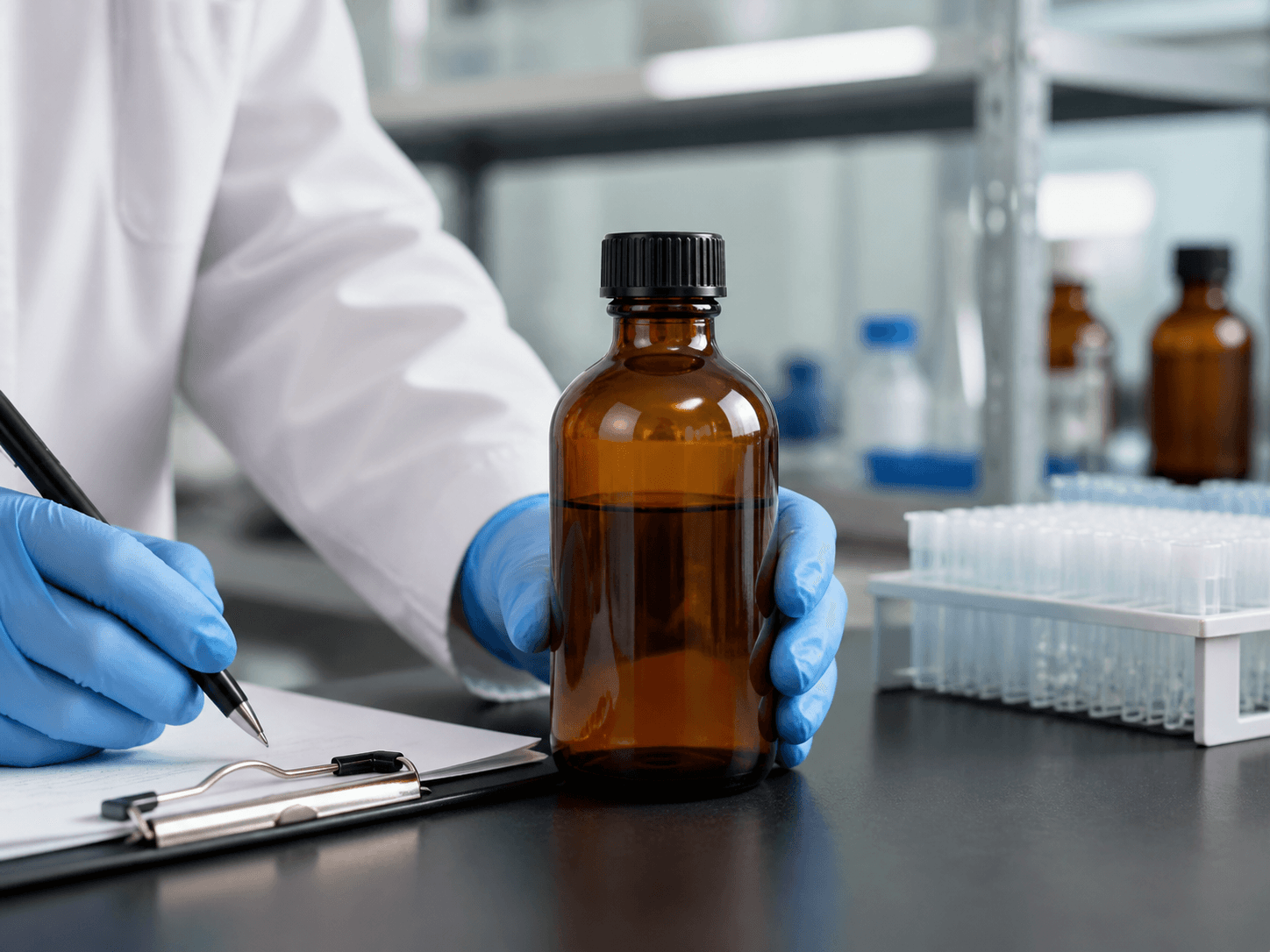 Amber Reagent Bottle used for a container refilled with something else in a bottles reused in house setting
