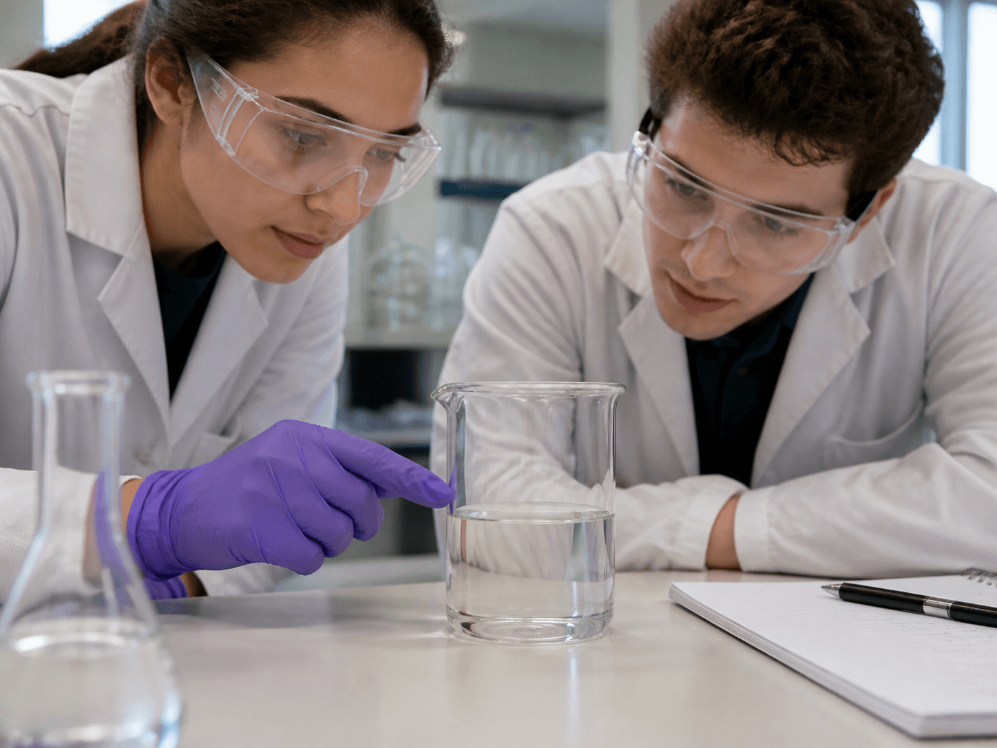 Beaker used for students reading the marks as a measurement in a teaching labs setting