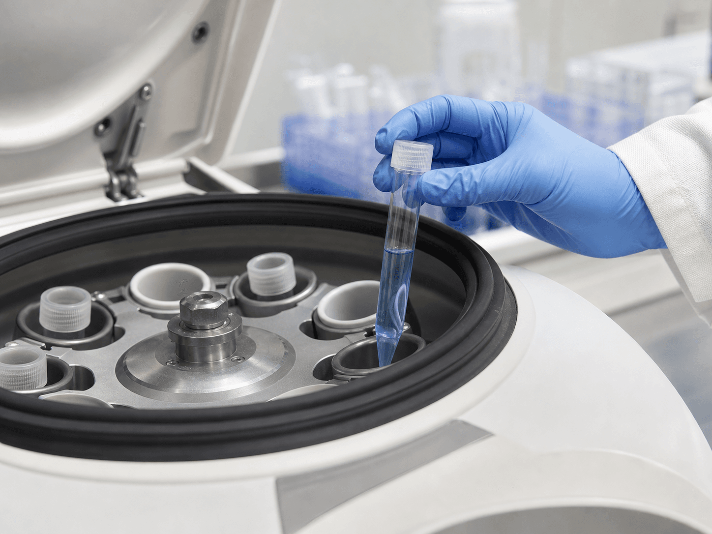 Centrifuge Tube used for one tube that empties into everyone's rotor in a shared centrifuges setting