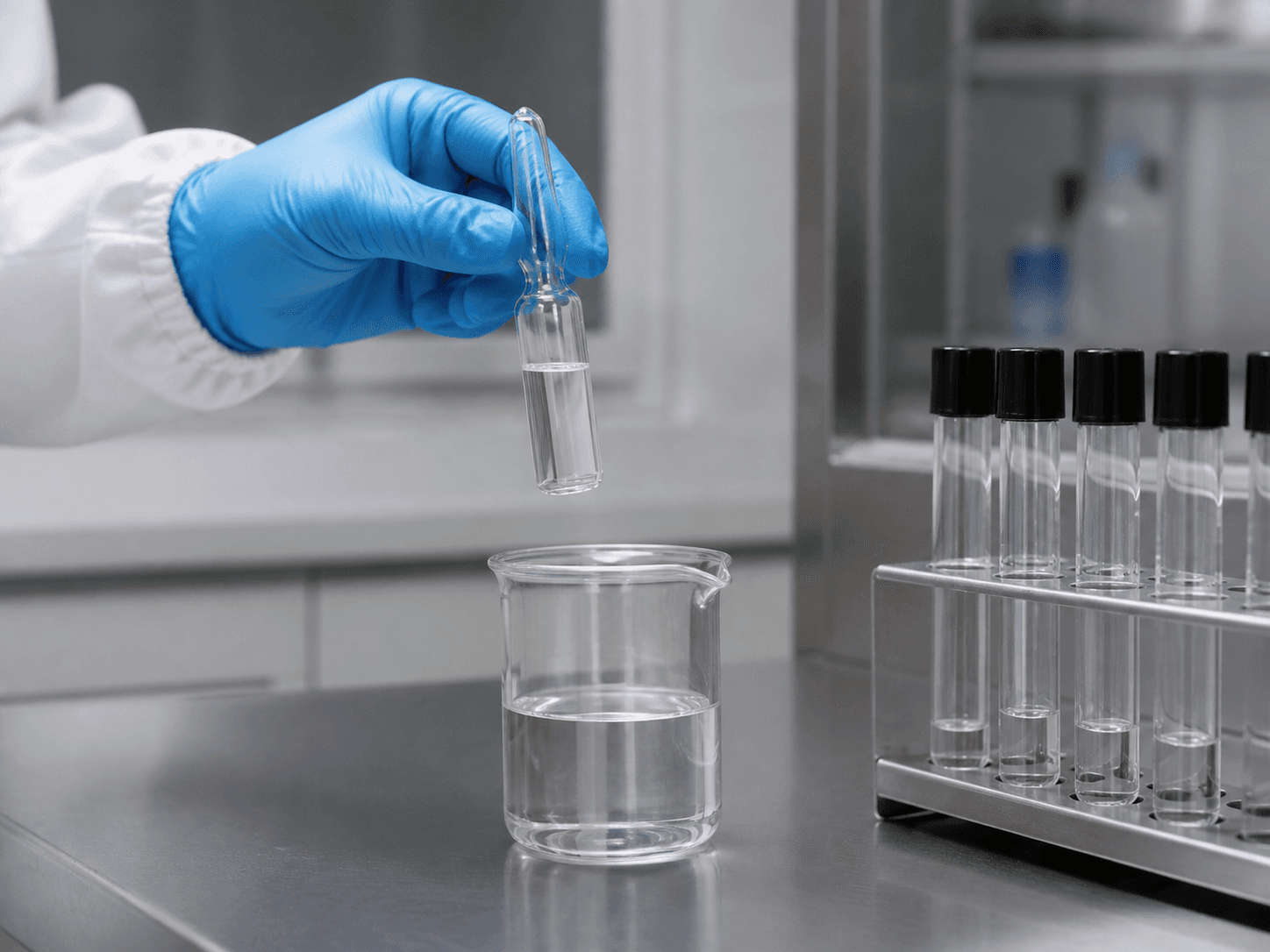 Chemical Ampoule used for opened once, then transferred entirely in a single use setting