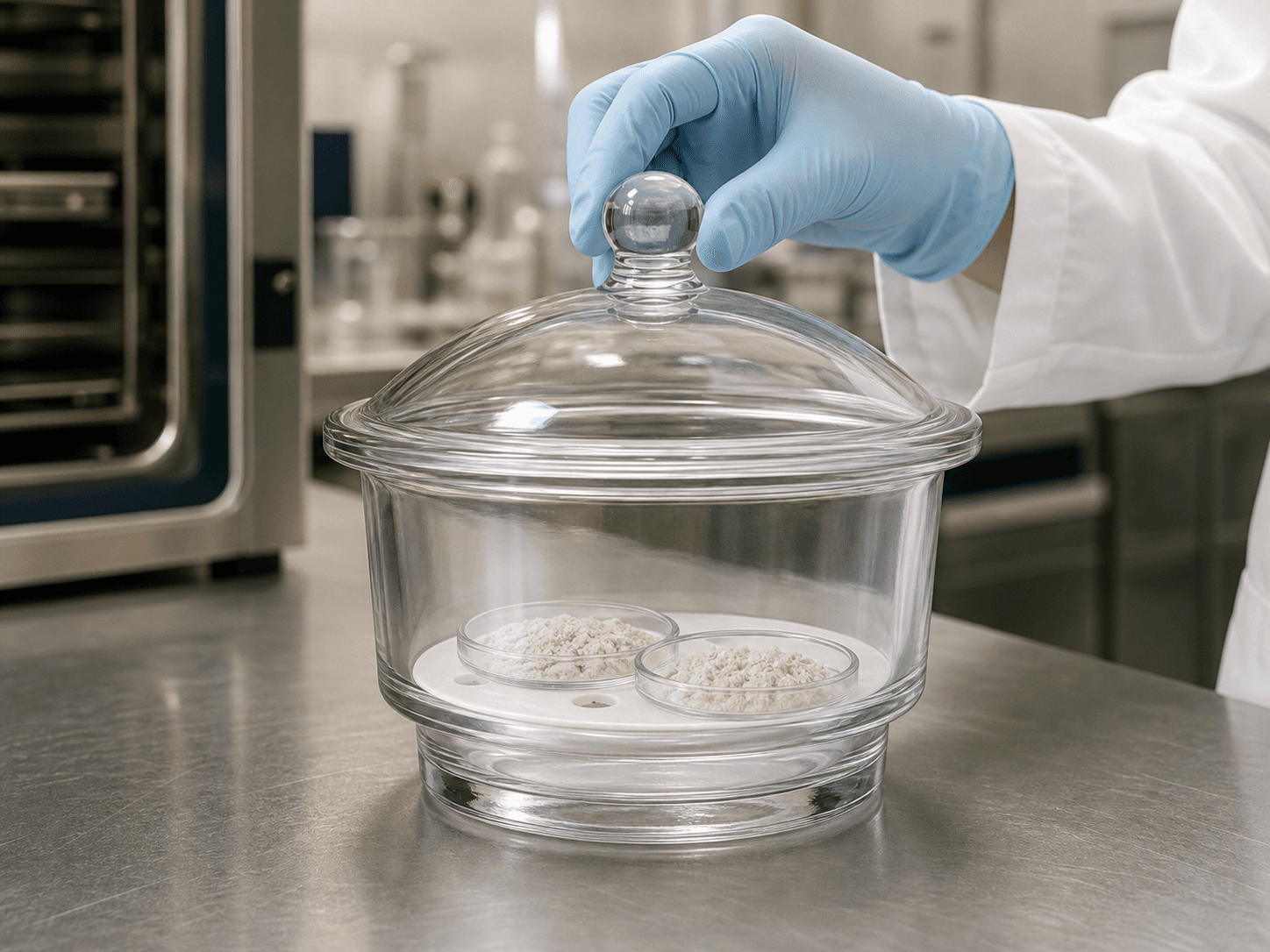 Desiccator used for samples cooled without regaining moisture in a cooling after drying setting