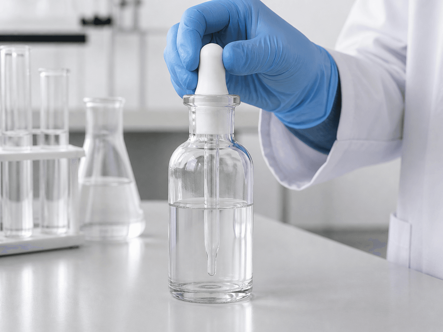Dropping Bottle used for bulb material against the solution in a reagent contact setting