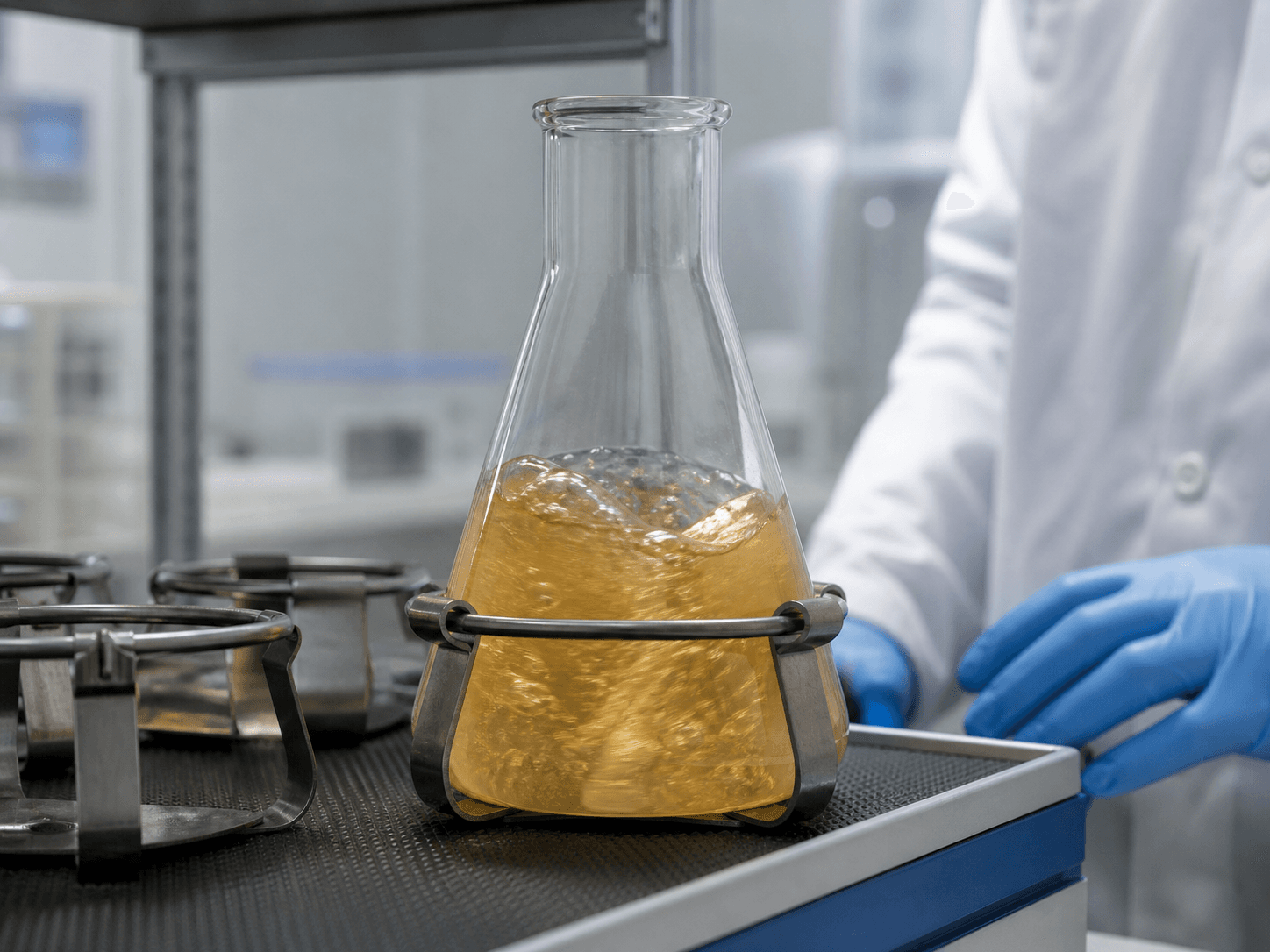 Erlenmeyer Flask used for flasks shaken on a platform in a culture and incubation setting
