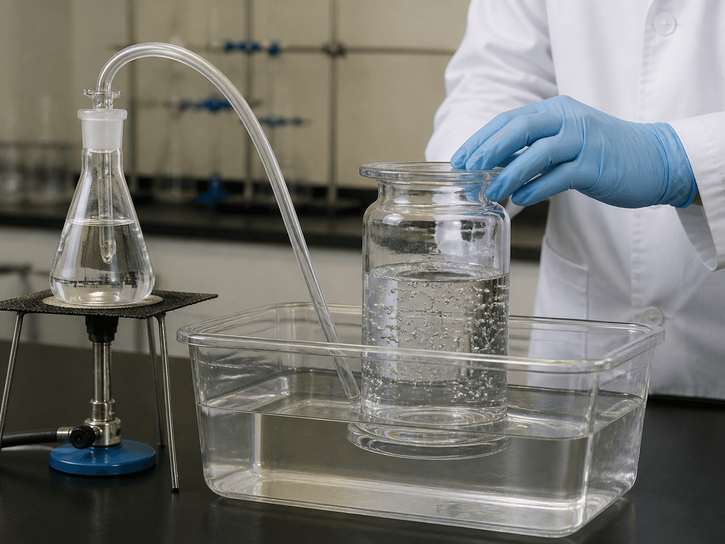 Gas Collecting Bottle used for collecting gas over water in a teaching laboratories setting