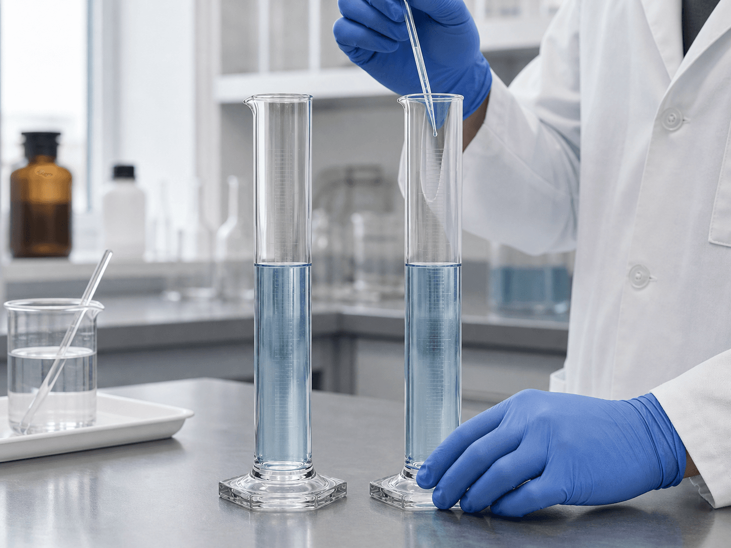 Graduated Cylinder used for two cylinders that look identical in a purchasing decisions setting