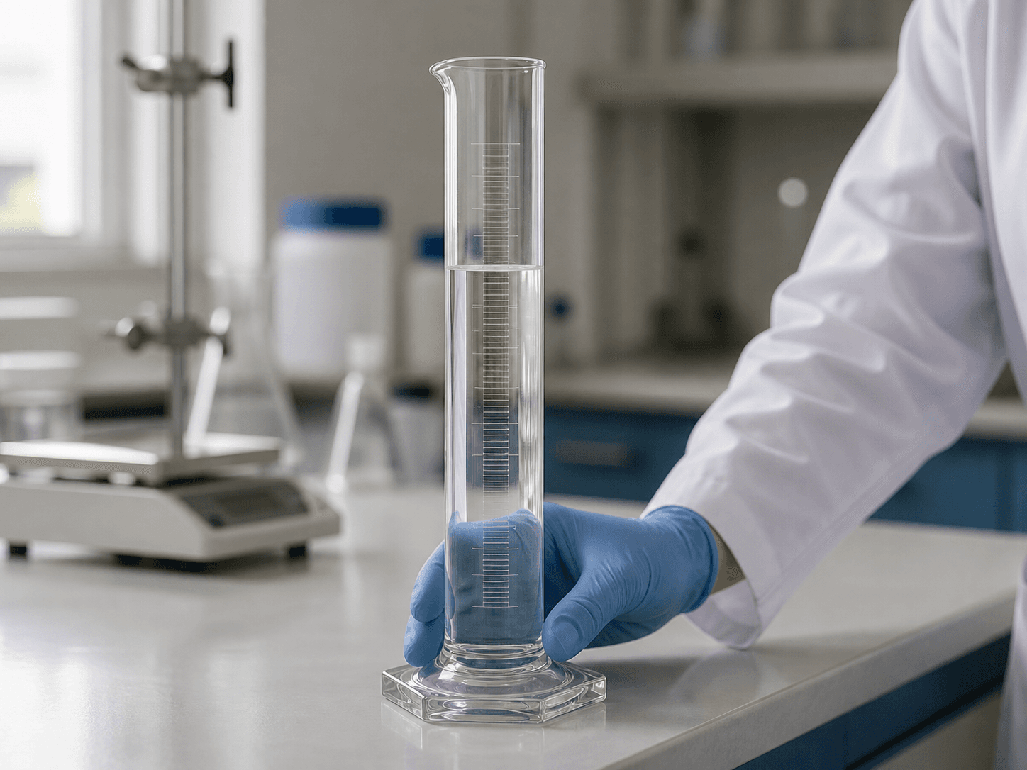 Graduated Cylinder used for a tall vessel that must not tip in a stability setting