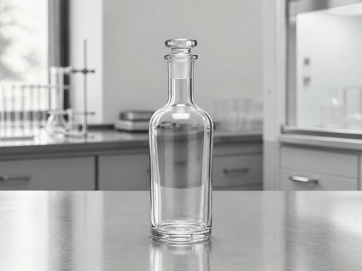 Narrow-mouth Reagent Bottle used for solvents and solutions poured by hand in a liquid reagents setting