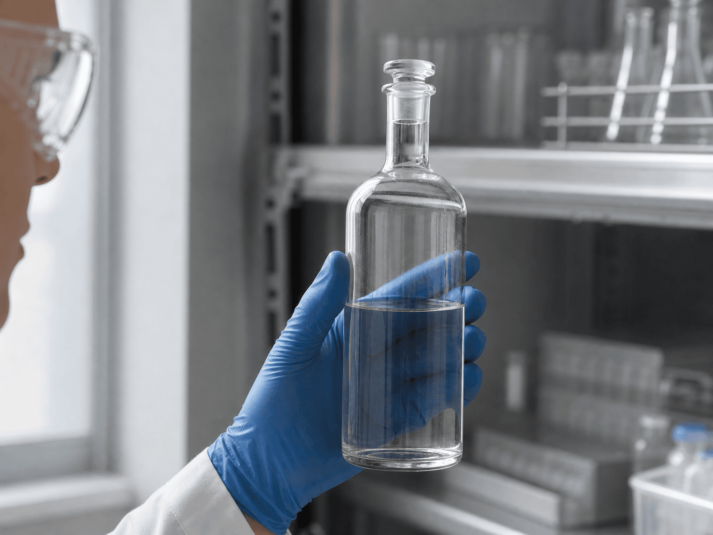 Narrow-mouth Reagent Bottle used for solvents that escape and build pressure in a volatile contents setting