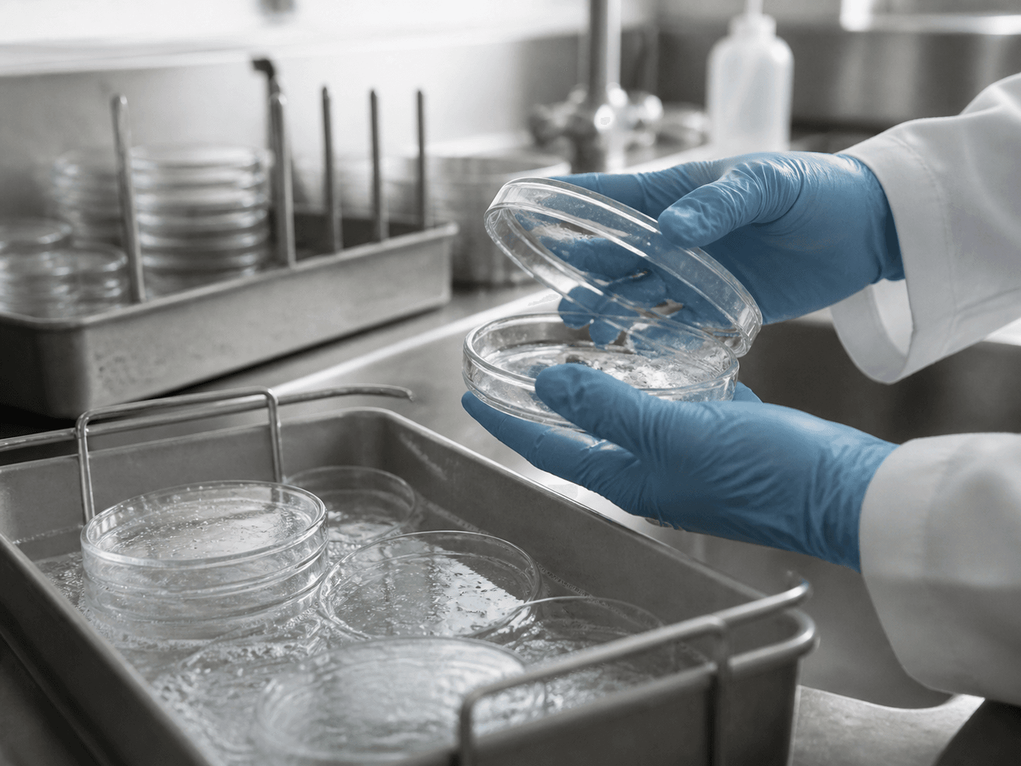 Petri Dish used for dishes that come back week after week in a wash-up rooms setting
