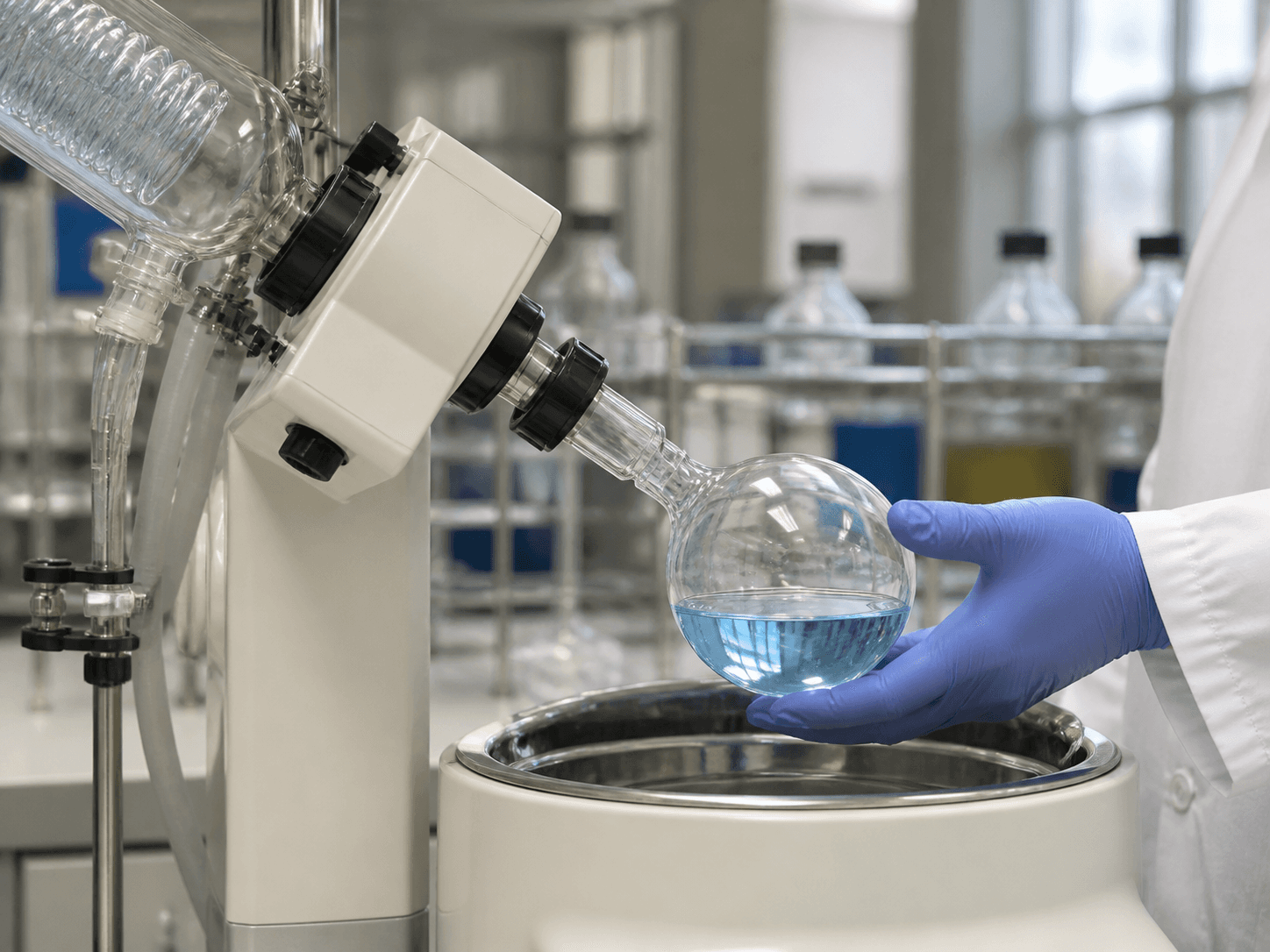 Round-bottom Flask used for geometry that resists external pressure in a vacuum work setting