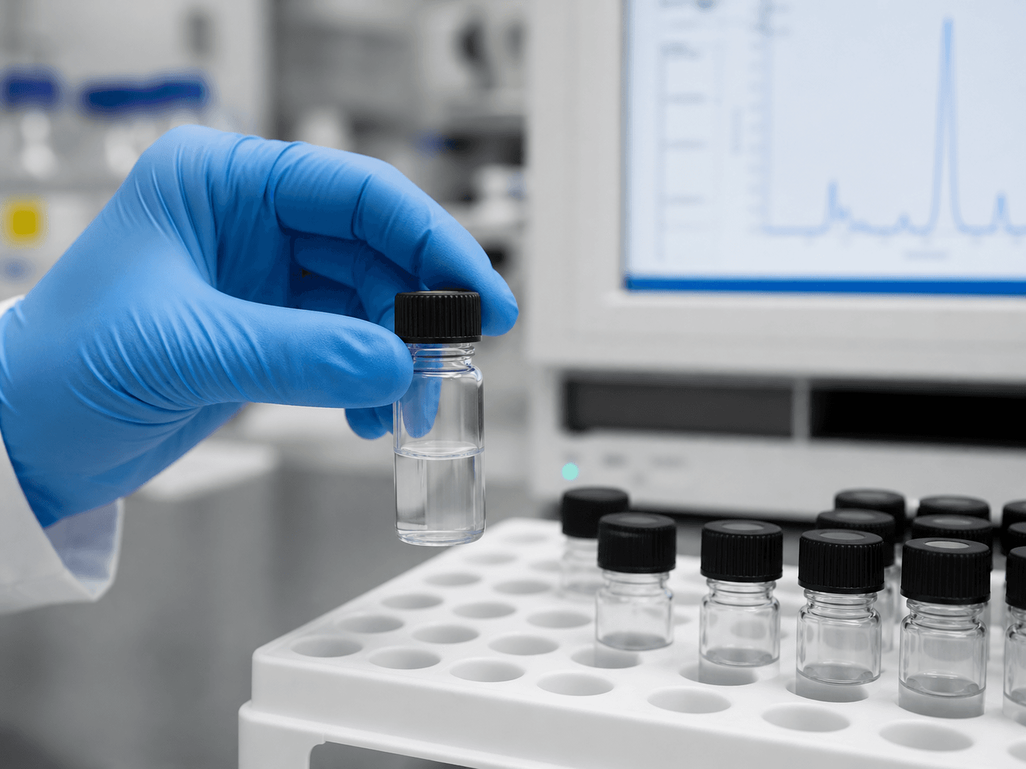 Screw-thread Vial used for peaks an analyst cannot account for in a unexplained blanks setting
