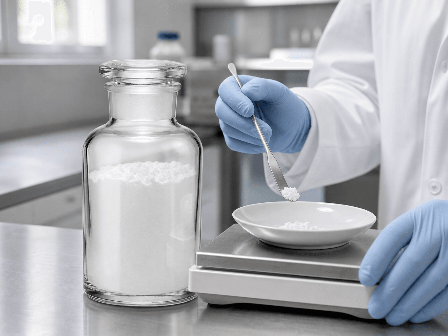 Wide-mouth Reagent Bottle used for powders, crystals and granular materials in a solid reagents setting
