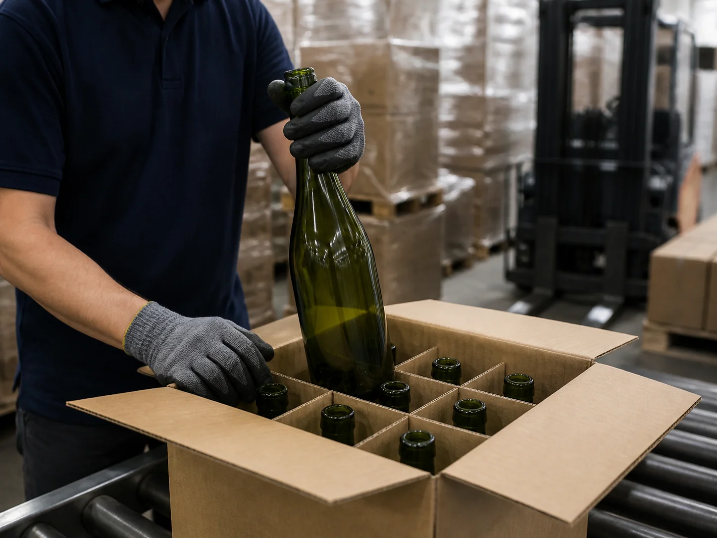 Bouteille bourguignonne plus large expédiée dans le même conteneur vers l’export