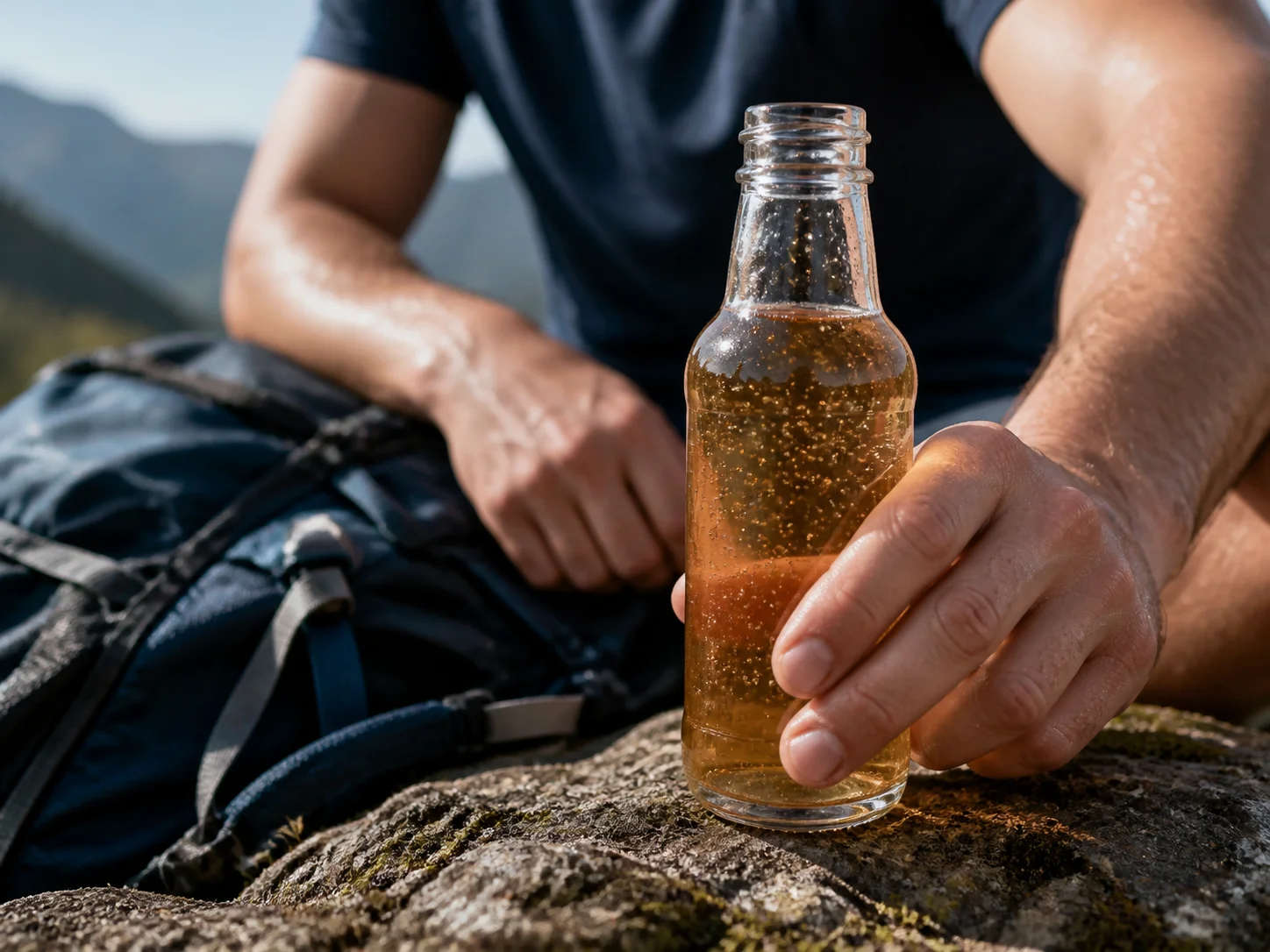 Bouteille pour boisson énergisante emportée à la salle de sport ou en randonnée