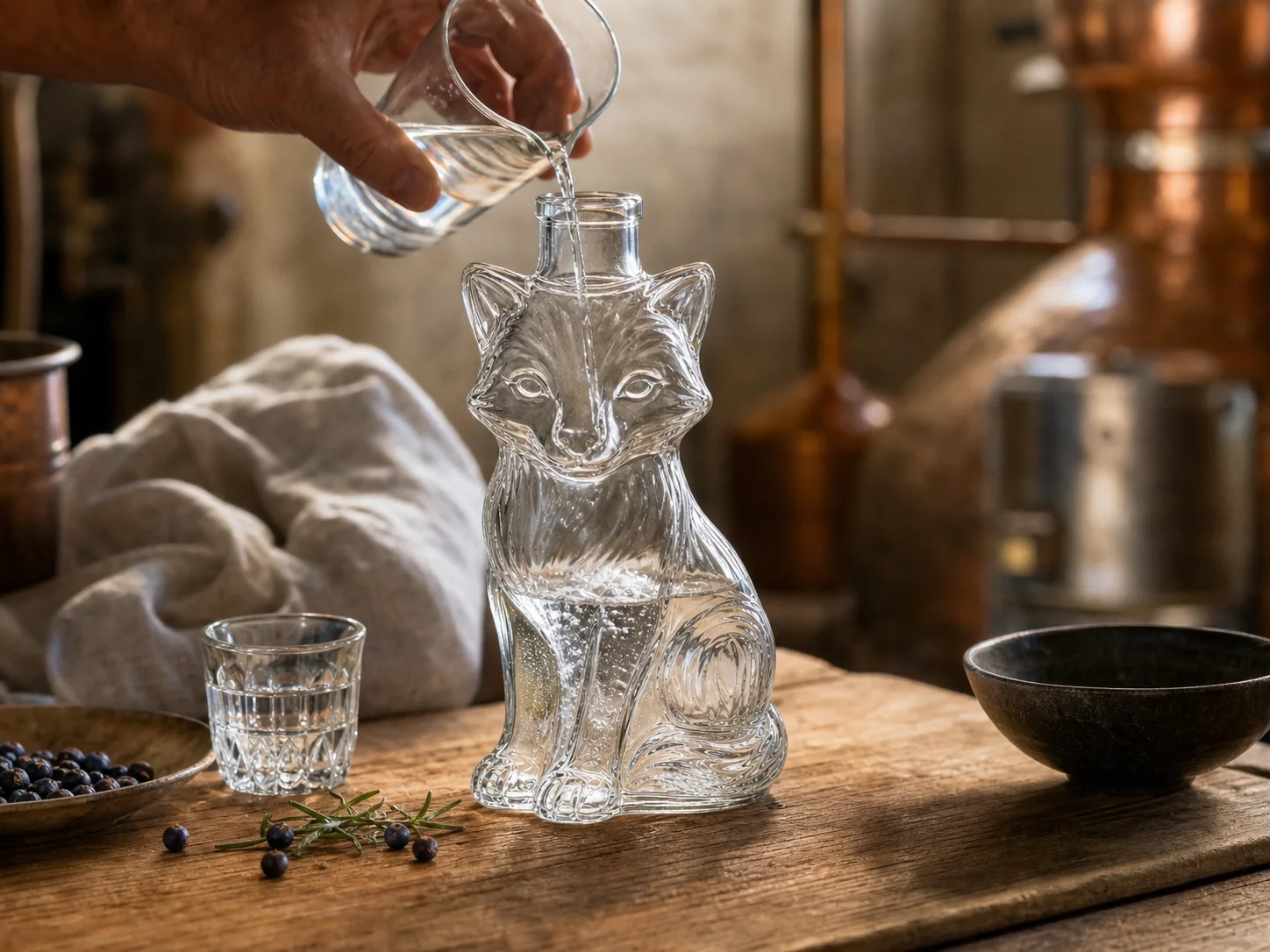 Bouteille figurative originale pour gin, liqueurs et eaux-de-vie en petites séries dans l’univers des spiritueux artisanaux