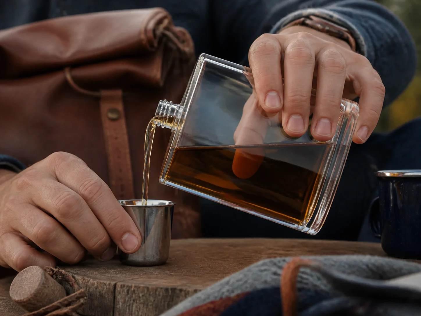 Bouteille plate de type flasque ou rhum pour format de poche, destinée aux spiritueux