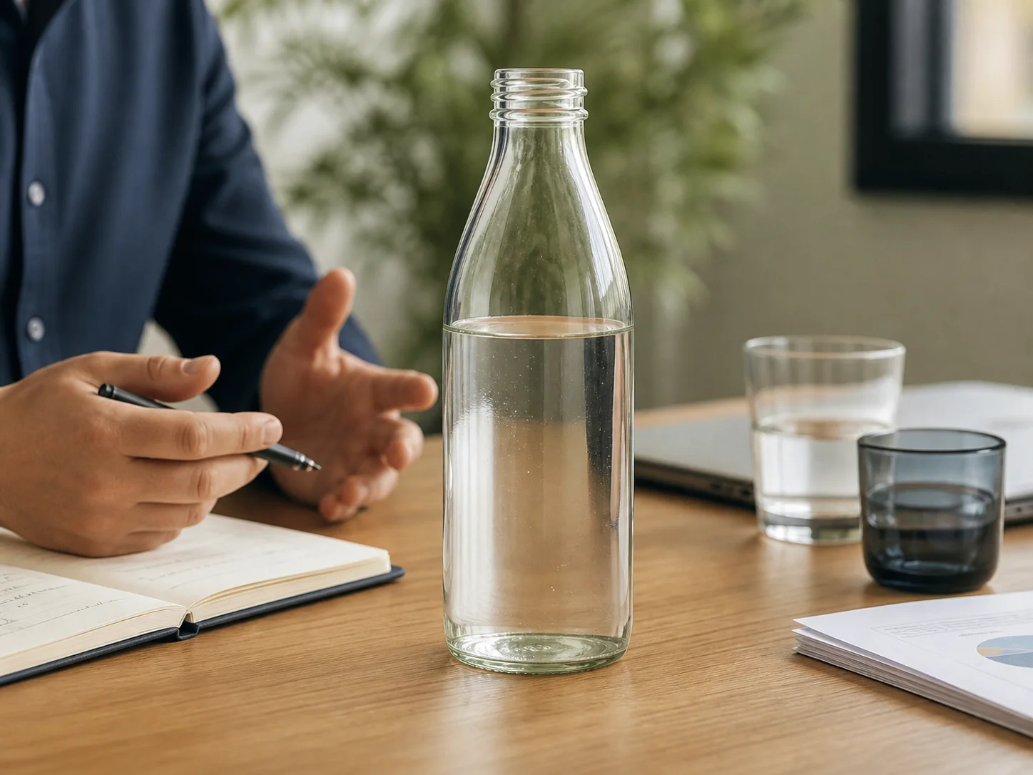 Bouteille allégée en verre recyclé destinée à une marque ayant publié des engagements de durabilité