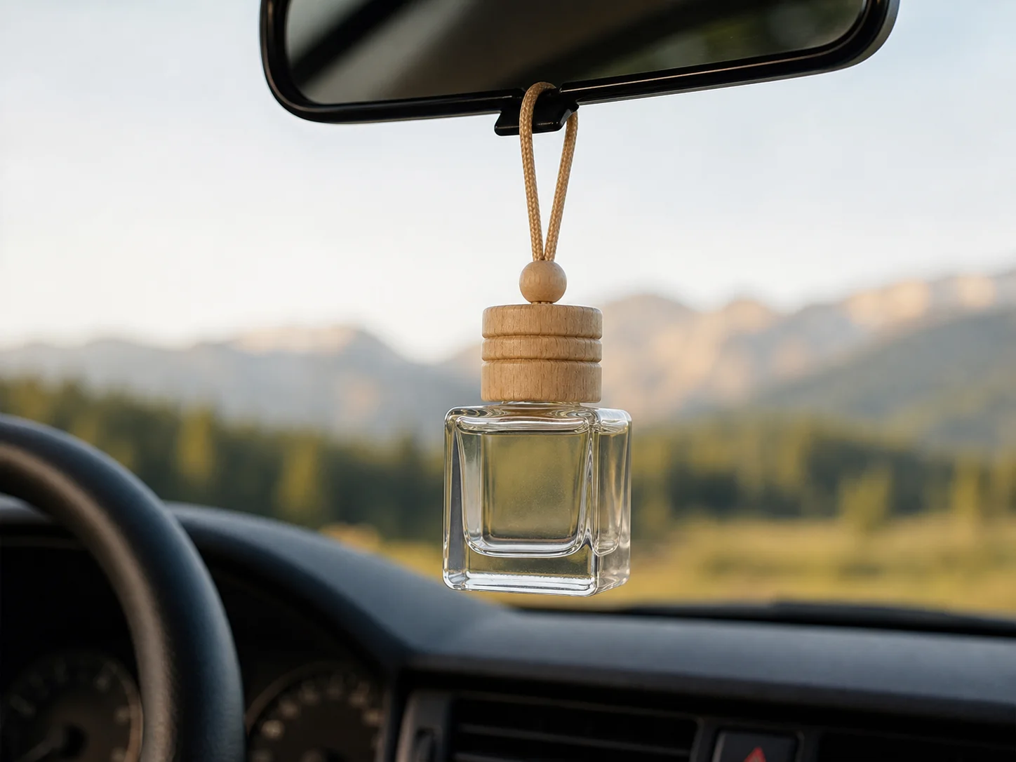 Flacon diffuseur automobile suspendu au rétroviseur pour parfumer l’habitacle