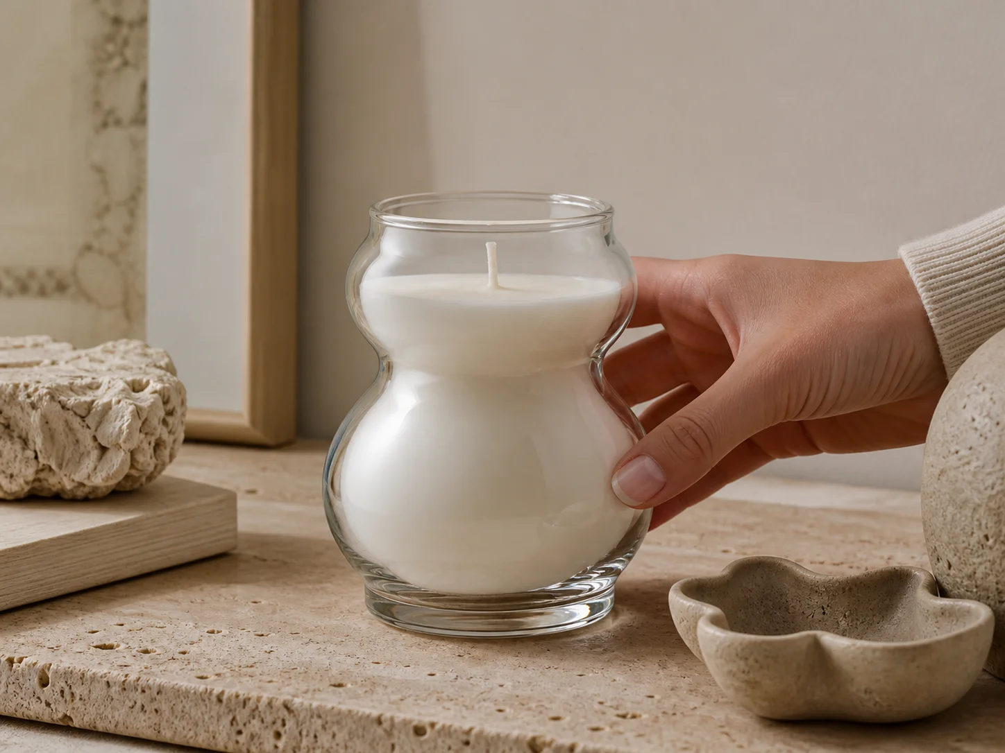 Illustration d’utilisation de Vase à bougie ondulé / courge