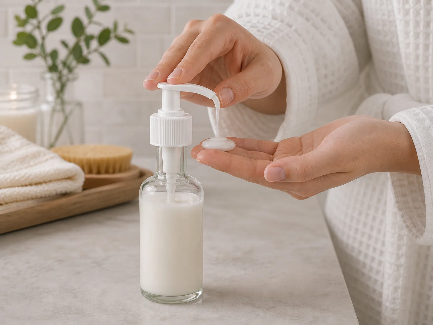 Illustration d’utilisation de Pompe lotion