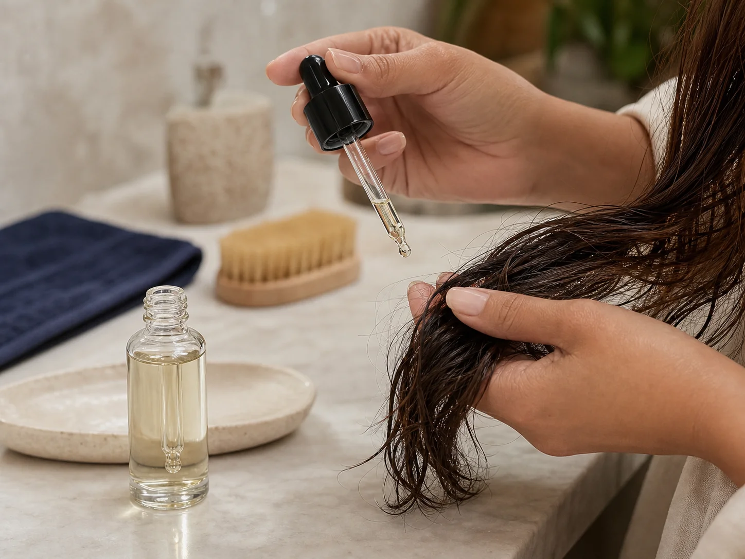 Flacon pour huile de beauté utilisé pour des huiles polyvalentes pour cheveux, cuticules et corps
