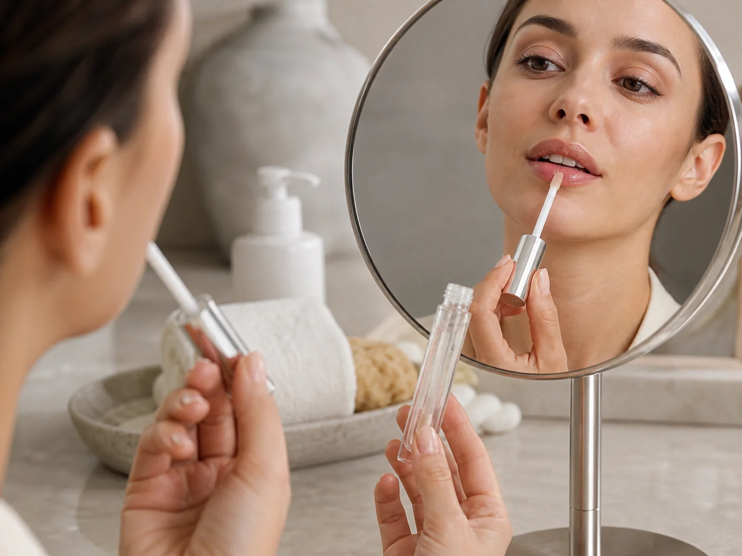 Flacon de gloss pour formules repulpantes et de soin des lèvres
