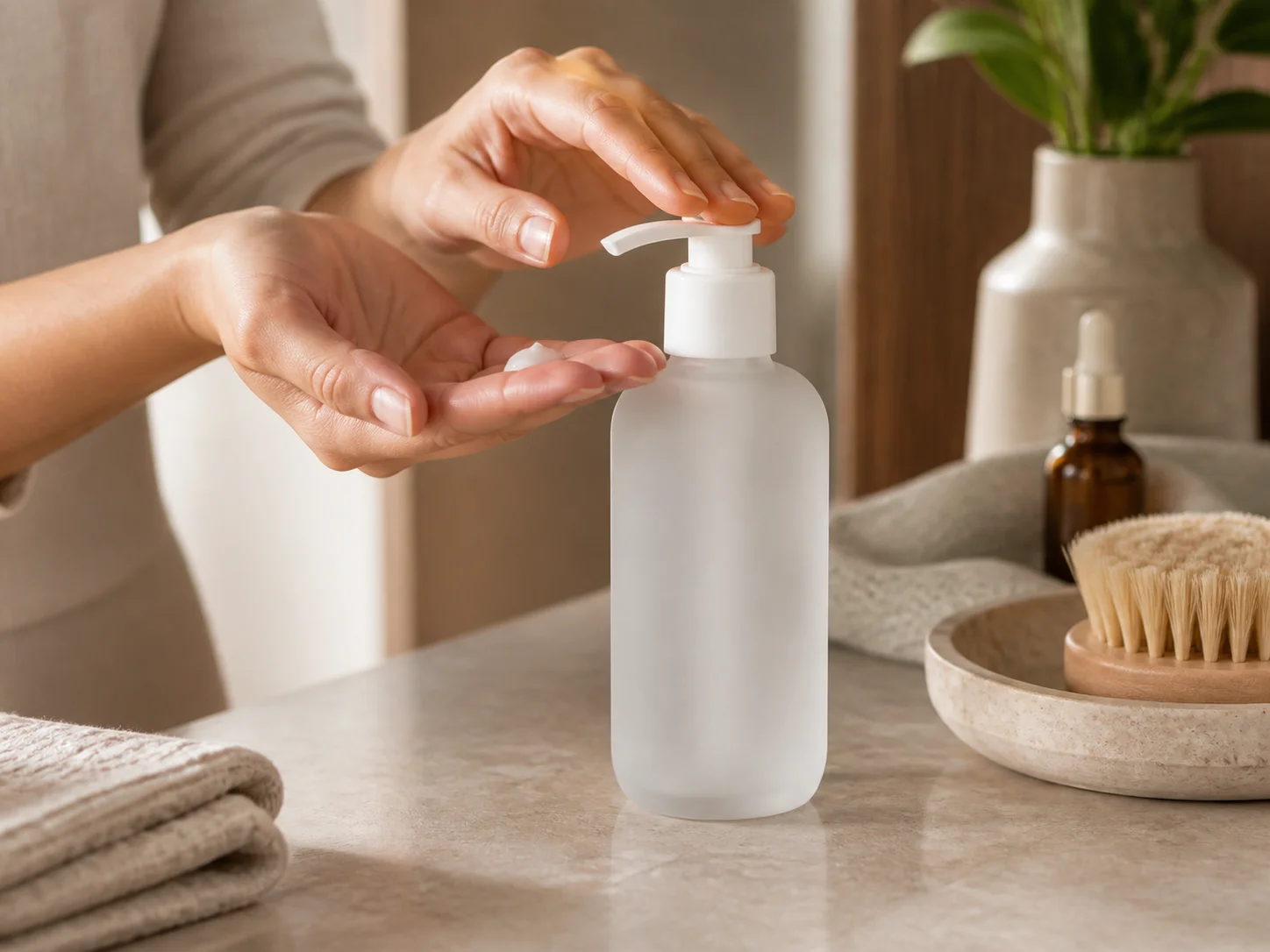 Illustration d’utilisation de Flacon à pompe pour lotion