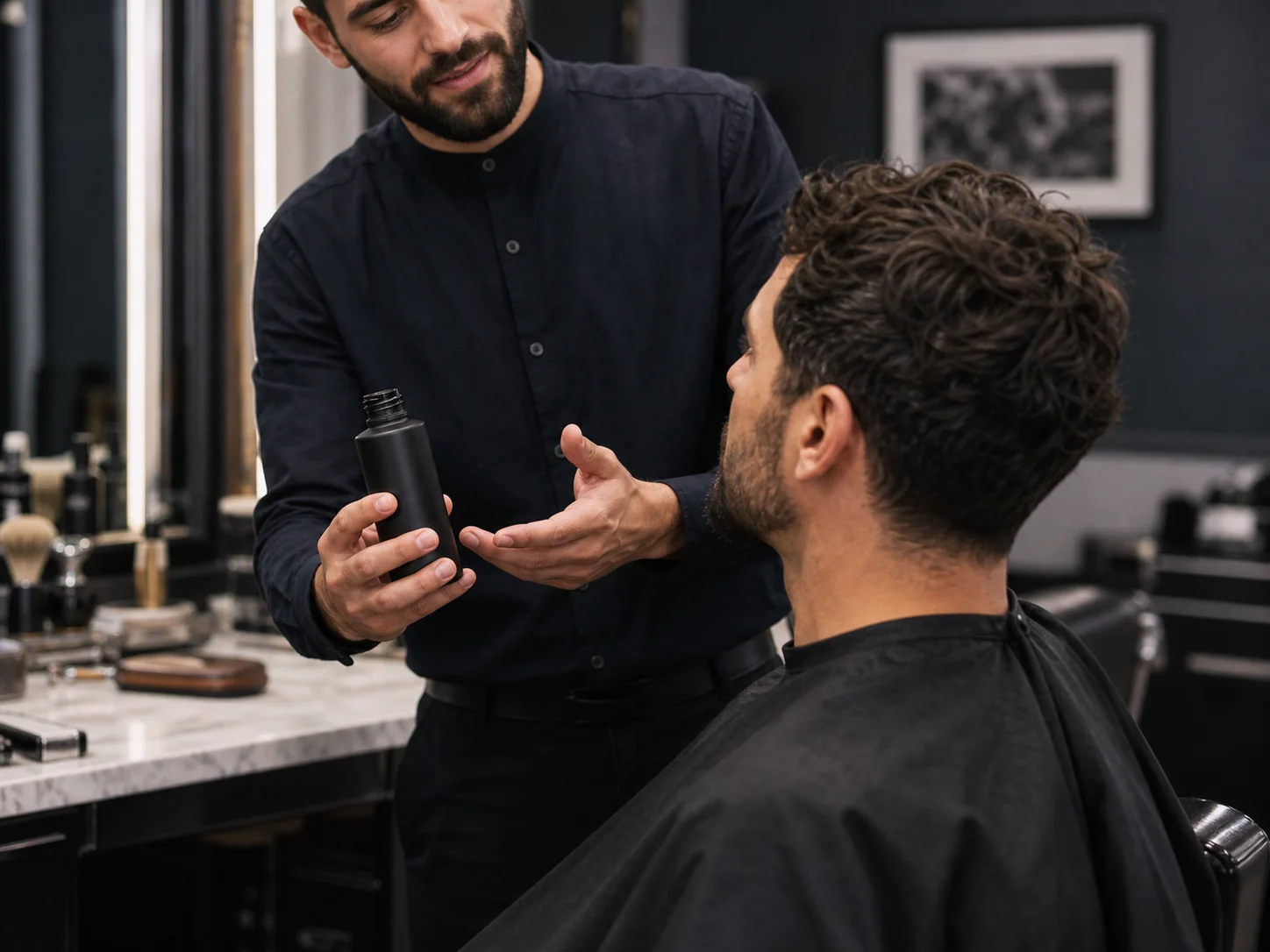 Illustration d’utilisation de Flacon sombre givré pour homme