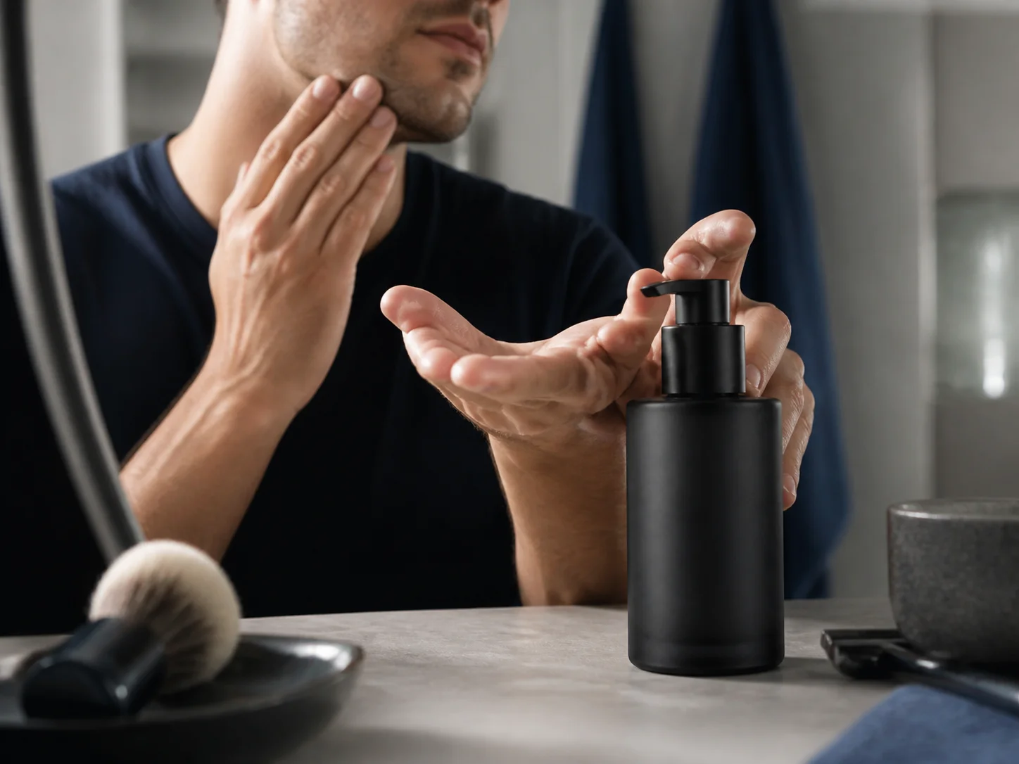 Illustration d’utilisation de Flacon de soin visage pour homme
