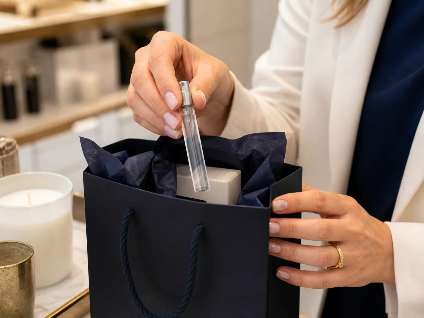 Illustration d’utilisation de Fiole testeur d’échantillon de parfum