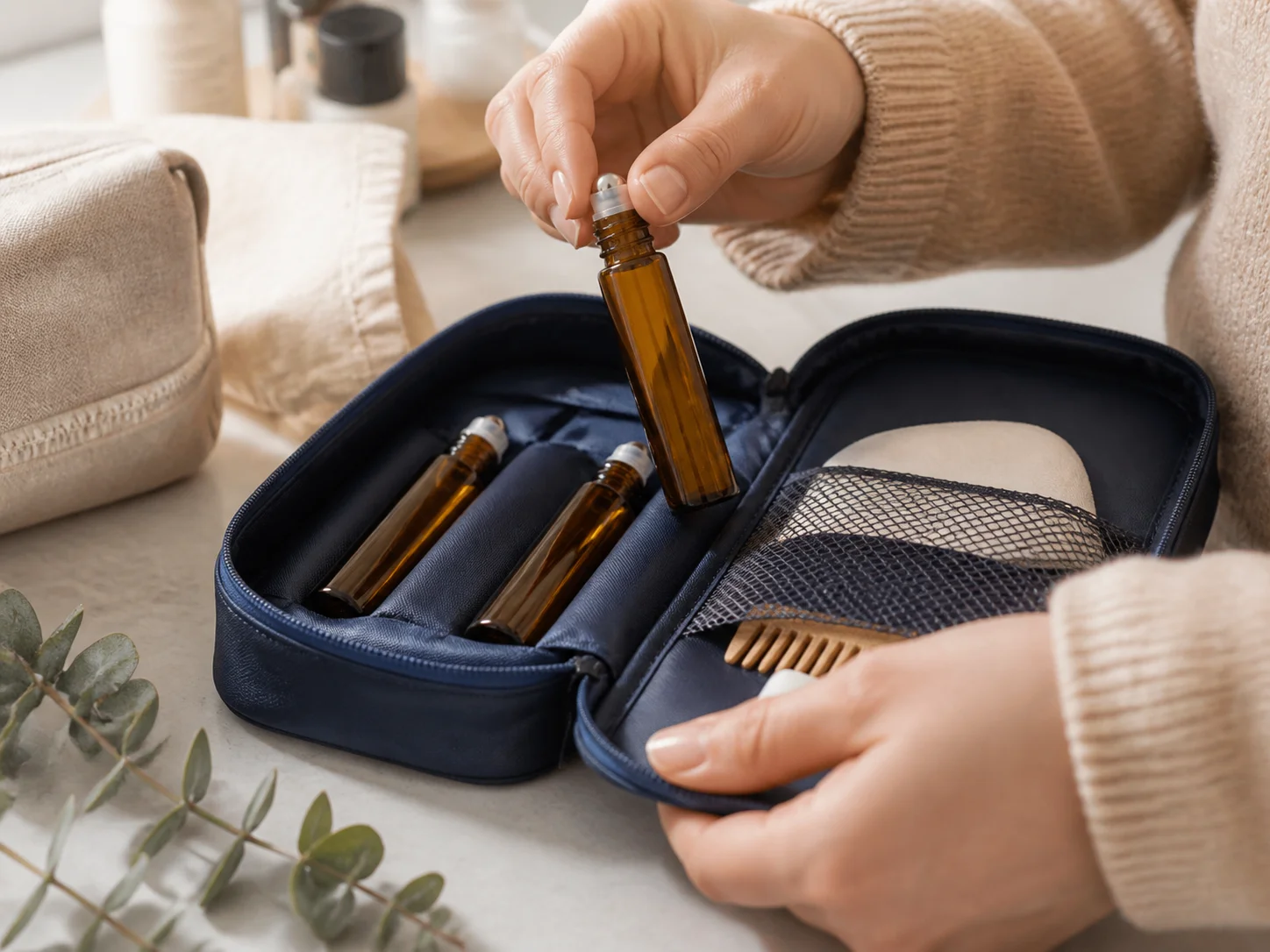 Illustration d’utilisation de Flacon roll-on d’huiles essentielles