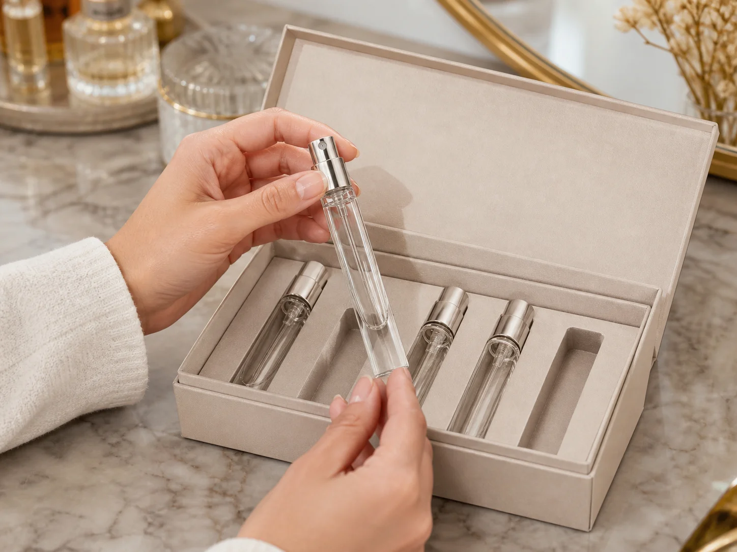 Illustration d’utilisation de Flacon de parfum de voyage
