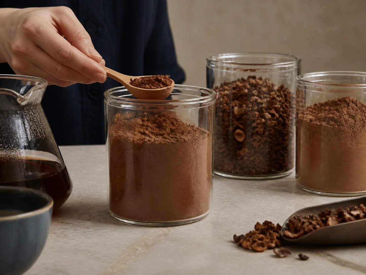 Bocal à café utilisé pour le cacao, la cascara et les poudres pour boissons, comme ingrédients de préparation