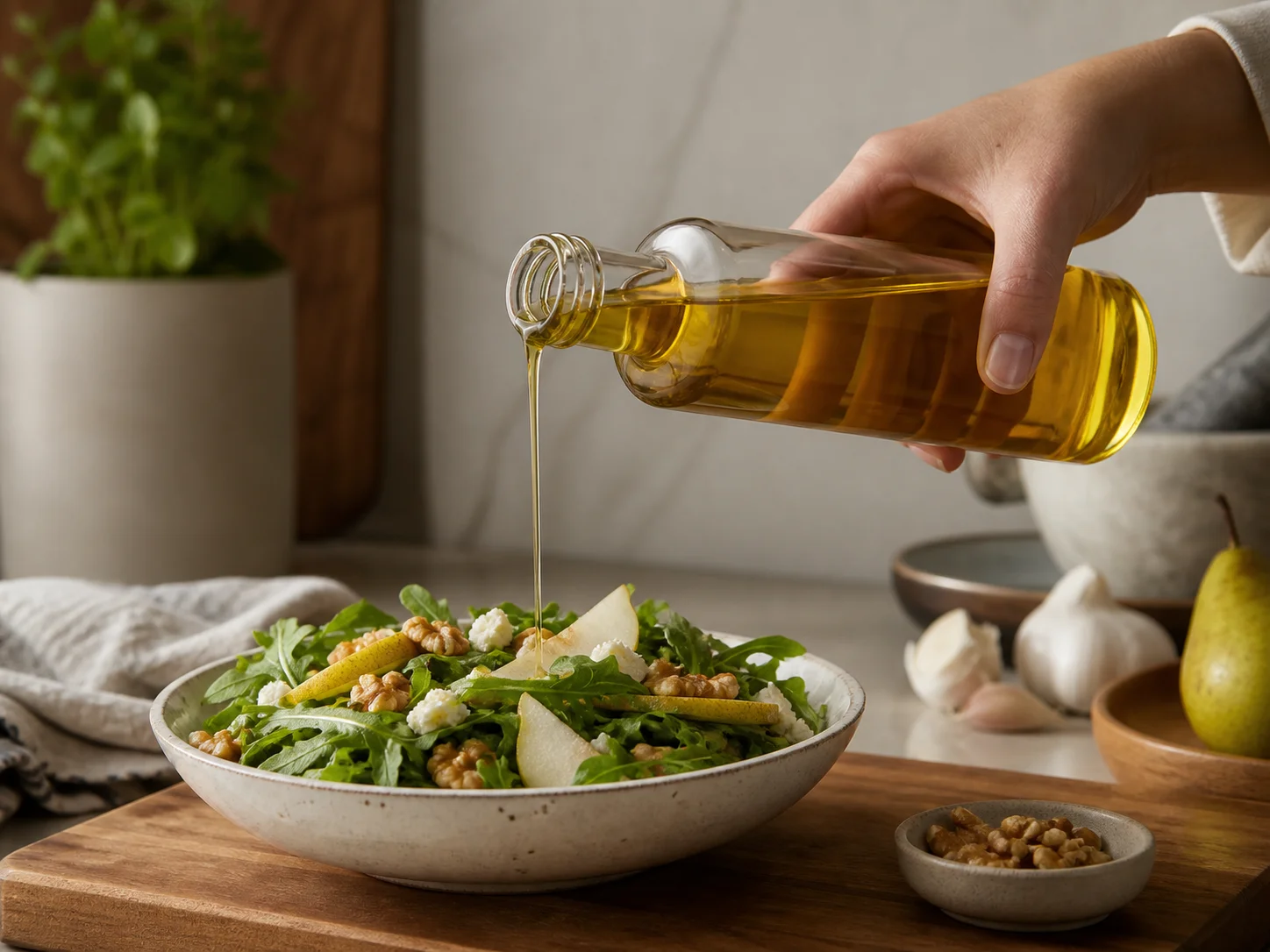 Bouteille d’huile alimentaire utilisée pour des gammes entrée de gamme, cœur de gamme et premium, dans une famille de marque en rayon