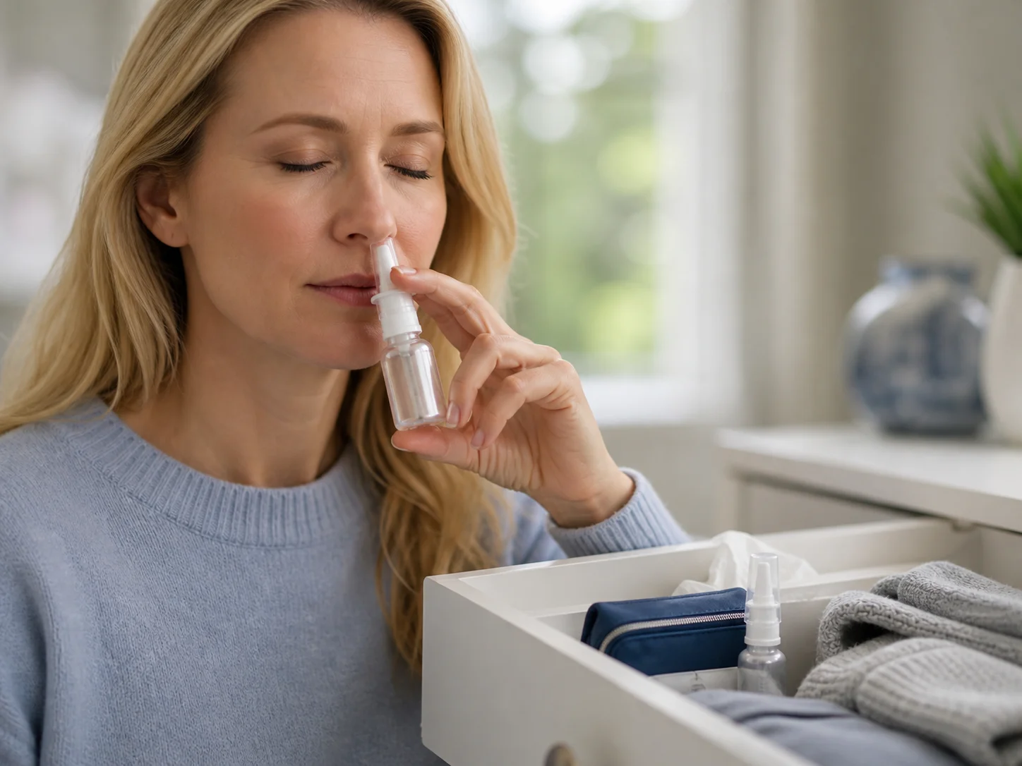 Illustration d’utilisation de Flacon de vaporisateur nasal