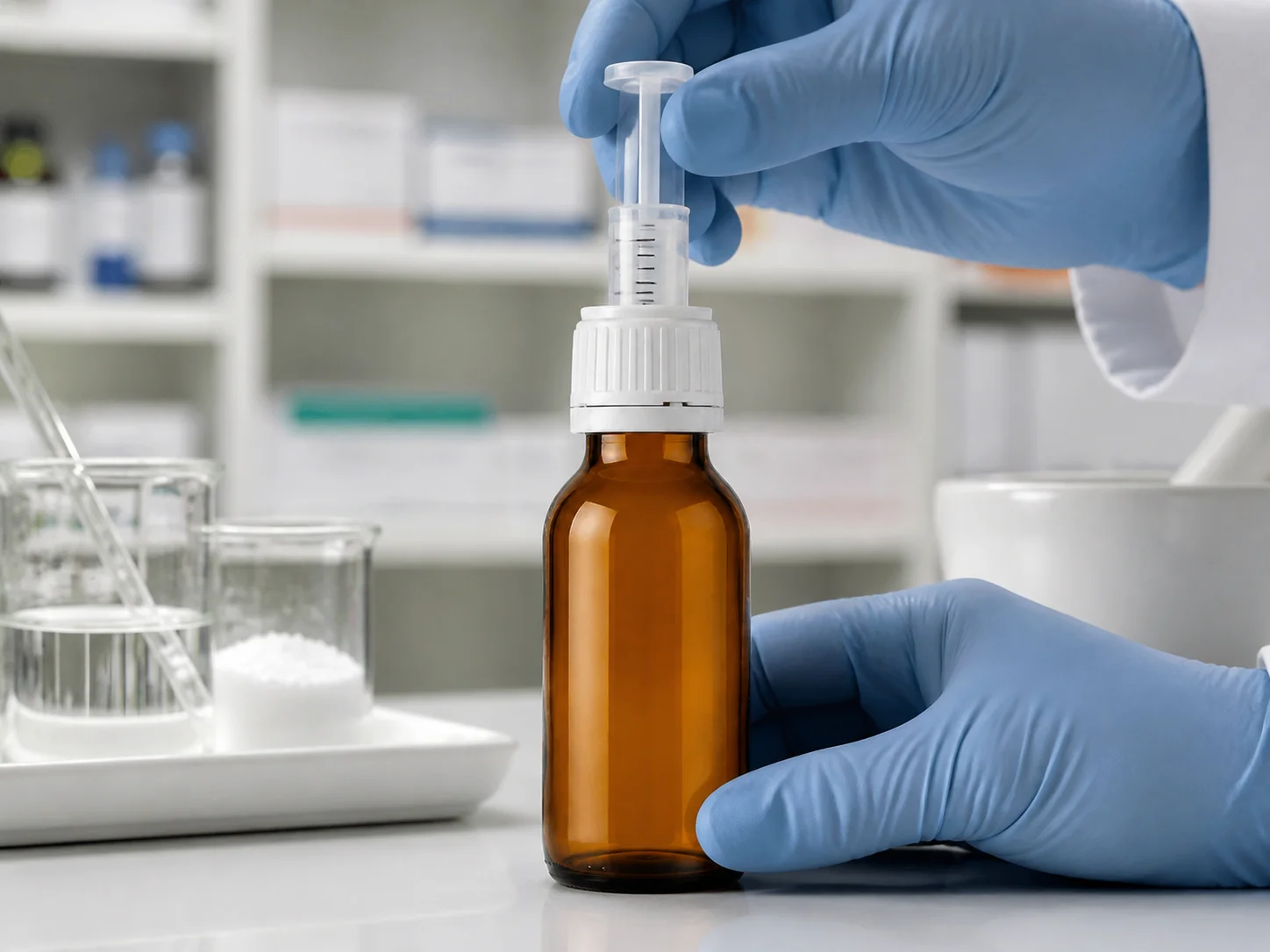 Illustration d’utilisation de Flacon de médicament liquide oral