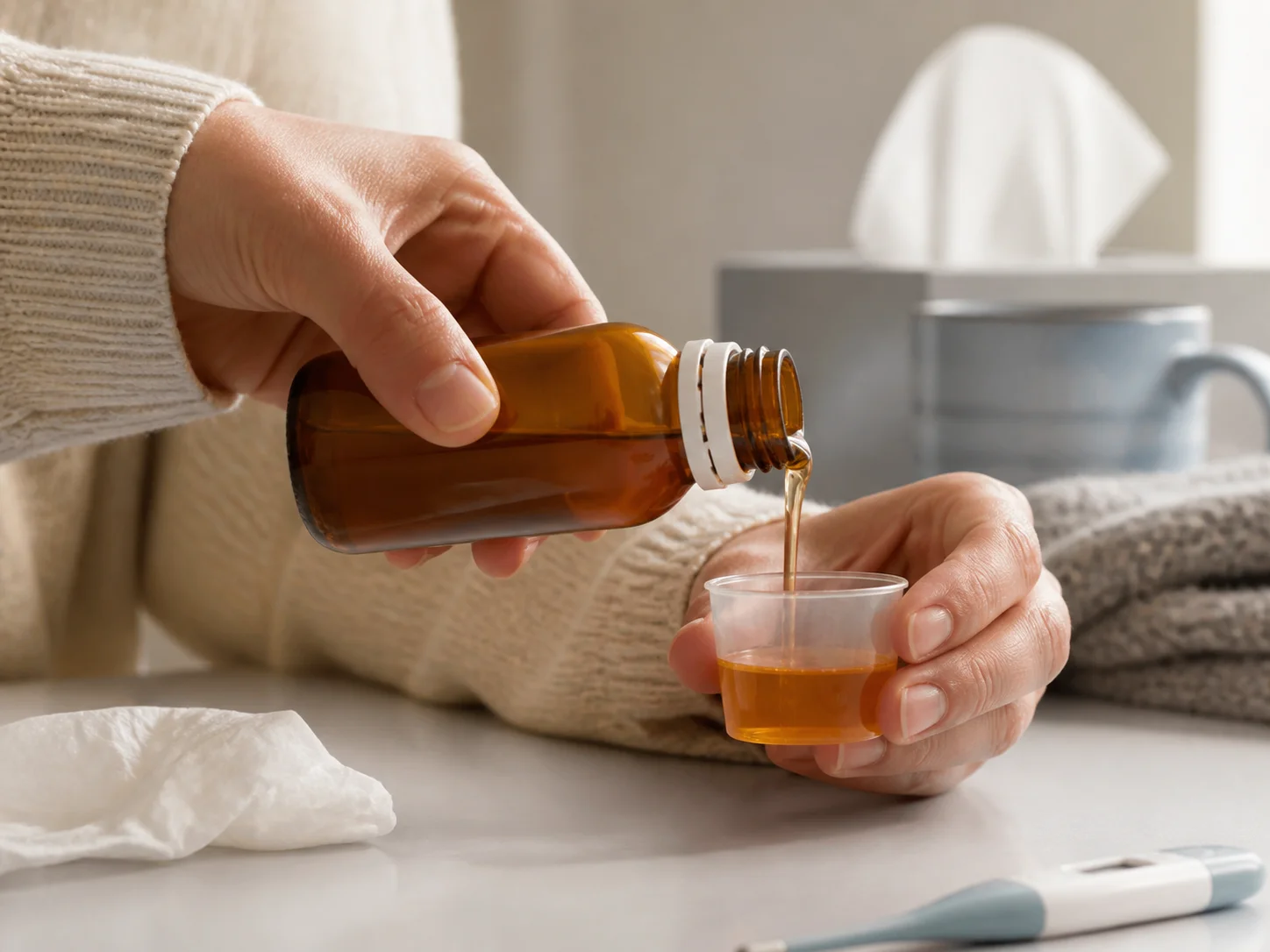 Illustration d’utilisation de Flacon de sirop pharmaceutique