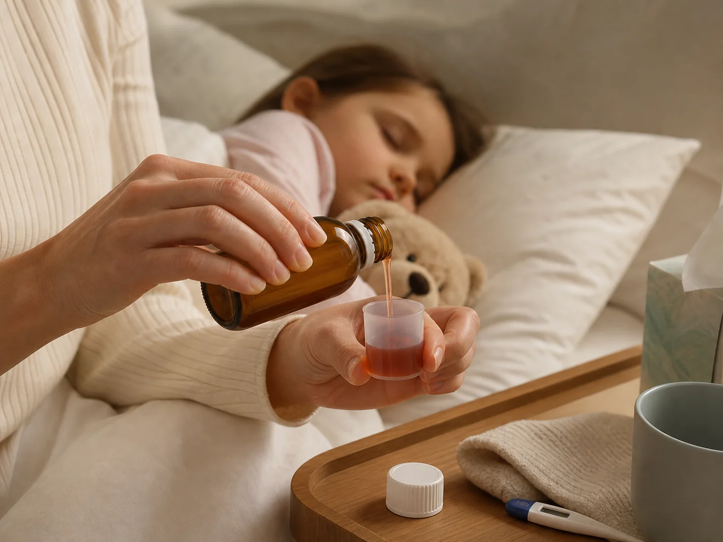 Illustration d’utilisation de Flacon de sirop pharmaceutique