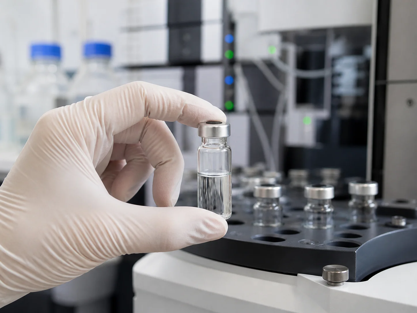 Flacon HPLC de chromatographie pour analyses de traces et spectrométrie de masse sensibles