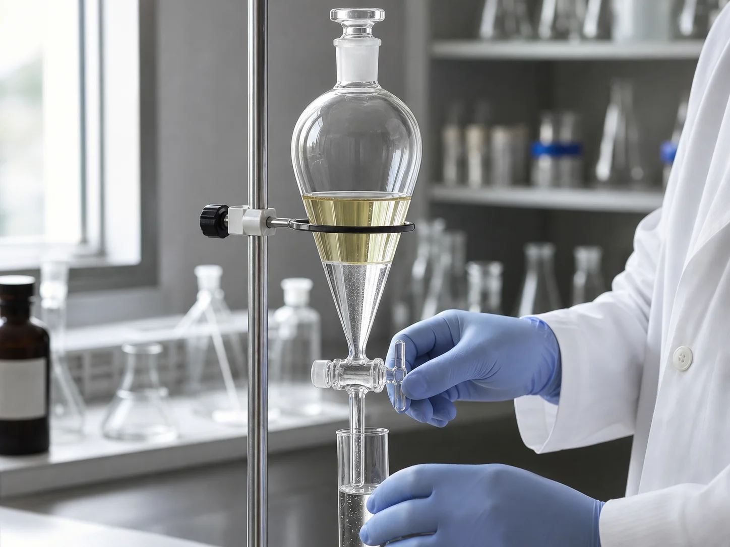 Illustration d’utilisation de Ampoule à décanter