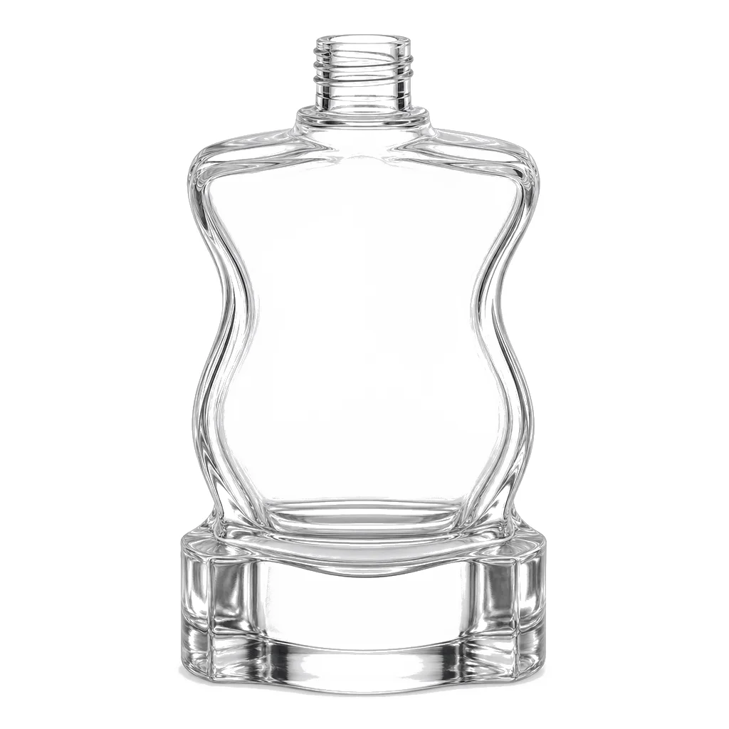 Flacon sculptural de parfum à base épaisse