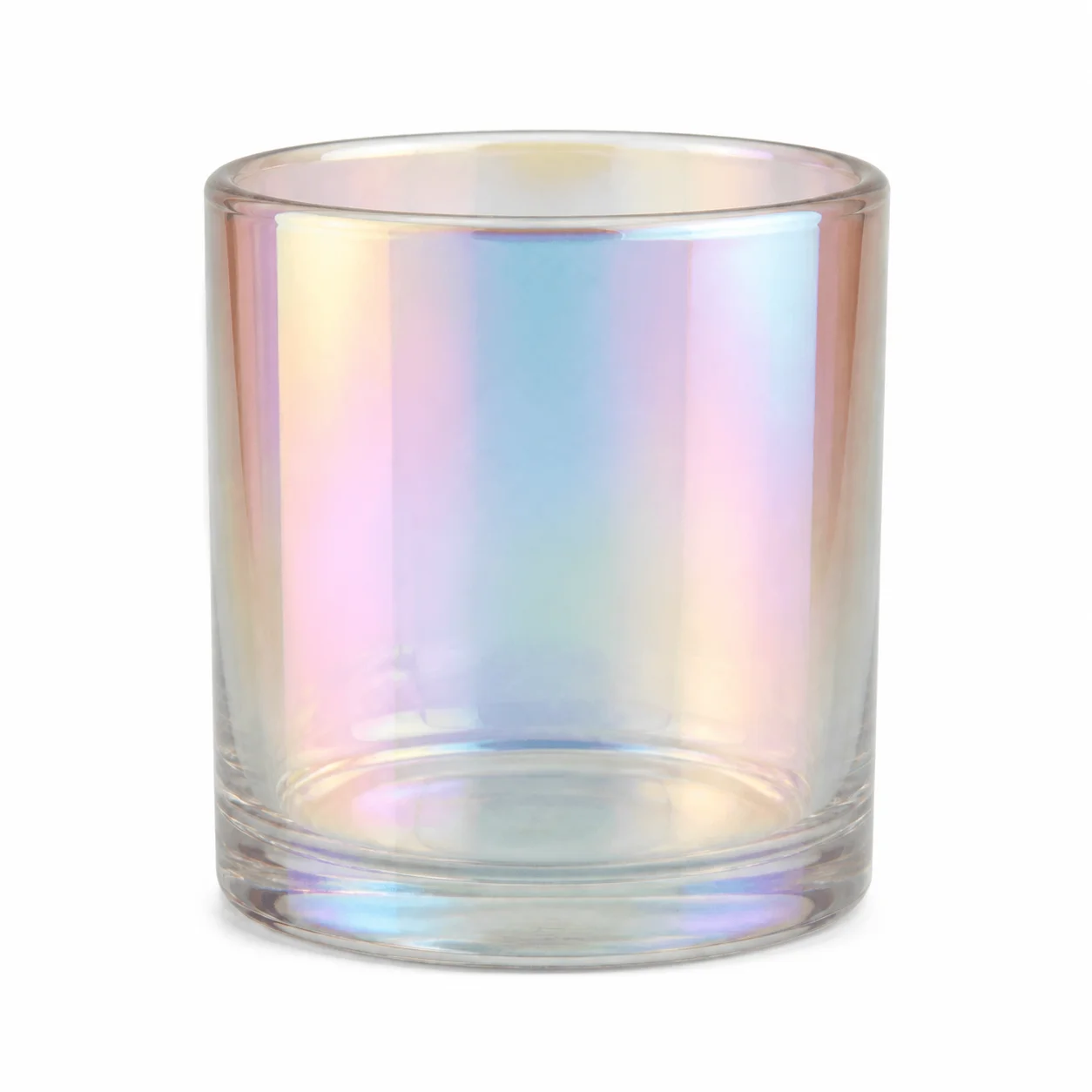 Récipient en verre irisé à effet d’interférence